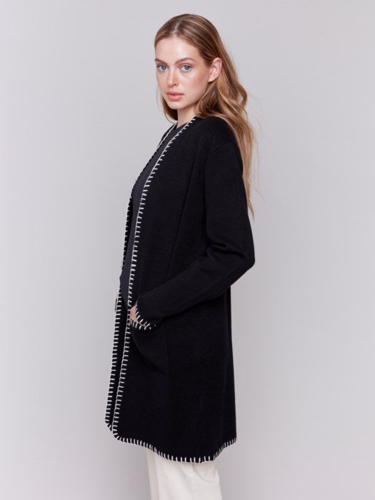 Girls black long cardigan best sale