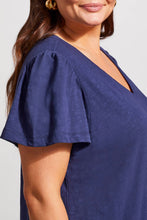 Load image into Gallery viewer, Size Inclusive Jet Blue Flutter Sleeve Dress
