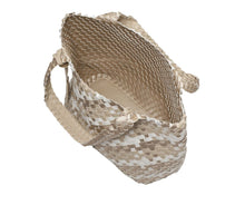 Load image into Gallery viewer, Gold/Ivory/Taupe Reversible Woven Tote
