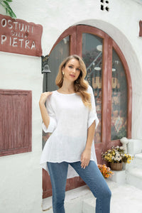 Roll Up Sleeve Linen Top