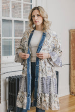 Load image into Gallery viewer, Tiered Petal Printed Ying Cardigan With Denim Trim
