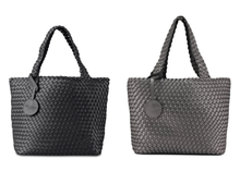 Load image into Gallery viewer, Reversible Woven Tote in Black/Gunmetal
