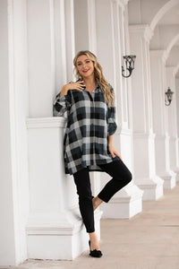 Button Down Check Blouse