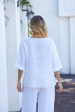 Load image into Gallery viewer, White 3/4 Sleeve Frill V-Neck Tunic
