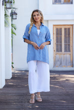 Load image into Gallery viewer, Navy Striped Button Down Tunic
