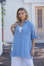 Load image into Gallery viewer, Navy Striped Button Down Tunic
