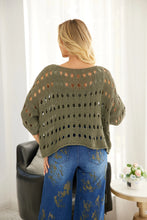 Load image into Gallery viewer, Talula Oval Crochet Top in Military Green
