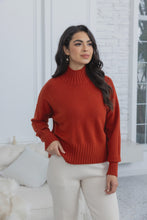 Load image into Gallery viewer, Rust Textured Mockneck Sweater
