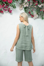 Load image into Gallery viewer, Carmen's Linen Tank W Back Tie in Military
