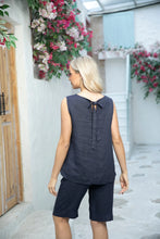 Load image into Gallery viewer, Carmen's Linen Tank W Back Tie in Navy
