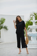 Load image into Gallery viewer, Black Bamboo Button Detail Gaucho
