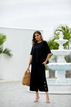 Load image into Gallery viewer, Black Bamboo Button Detail Gaucho
