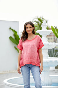 Breezy V-Neck Linen Tee