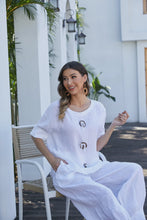 Load image into Gallery viewer, Antonia&#39;s Linen Triple Coconut Button Top
