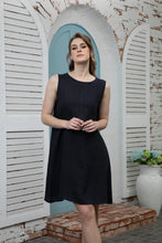 Load image into Gallery viewer, Sunlit Linen Bow Back Dress in Navy
