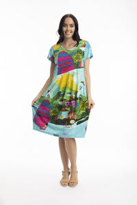 OT- 100% Cotton Printed Tiered Dress