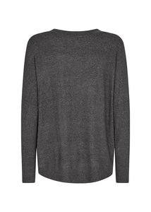 SC- Biara Grey Melange Long Sleeve V-Neck Soft Tunic