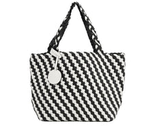 Load image into Gallery viewer, Black &amp; White Reversible Woven Tote

