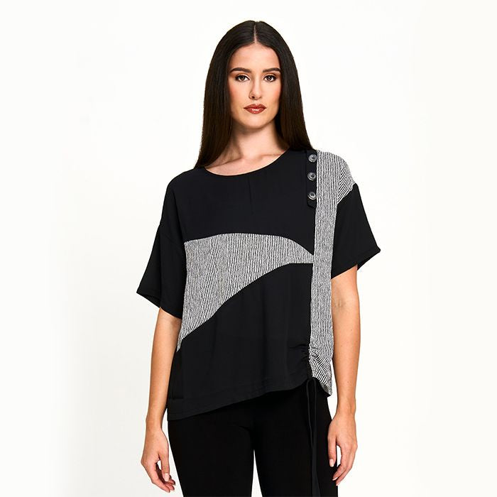 Mixed Striped Tee In Black & White