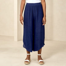Load image into Gallery viewer, Navy Double Layered Faux Linen Pant
