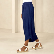 Load image into Gallery viewer, Navy Double Layered Faux Linen Pant
