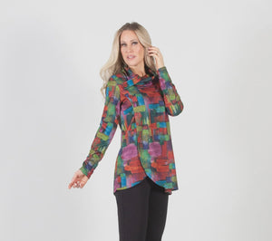 Multi Printed Cowl Neck Tunic