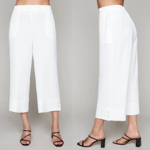 Pull On Button Hem Cropped Pant