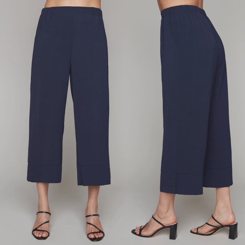Pull On Button Hem Cropped Pant