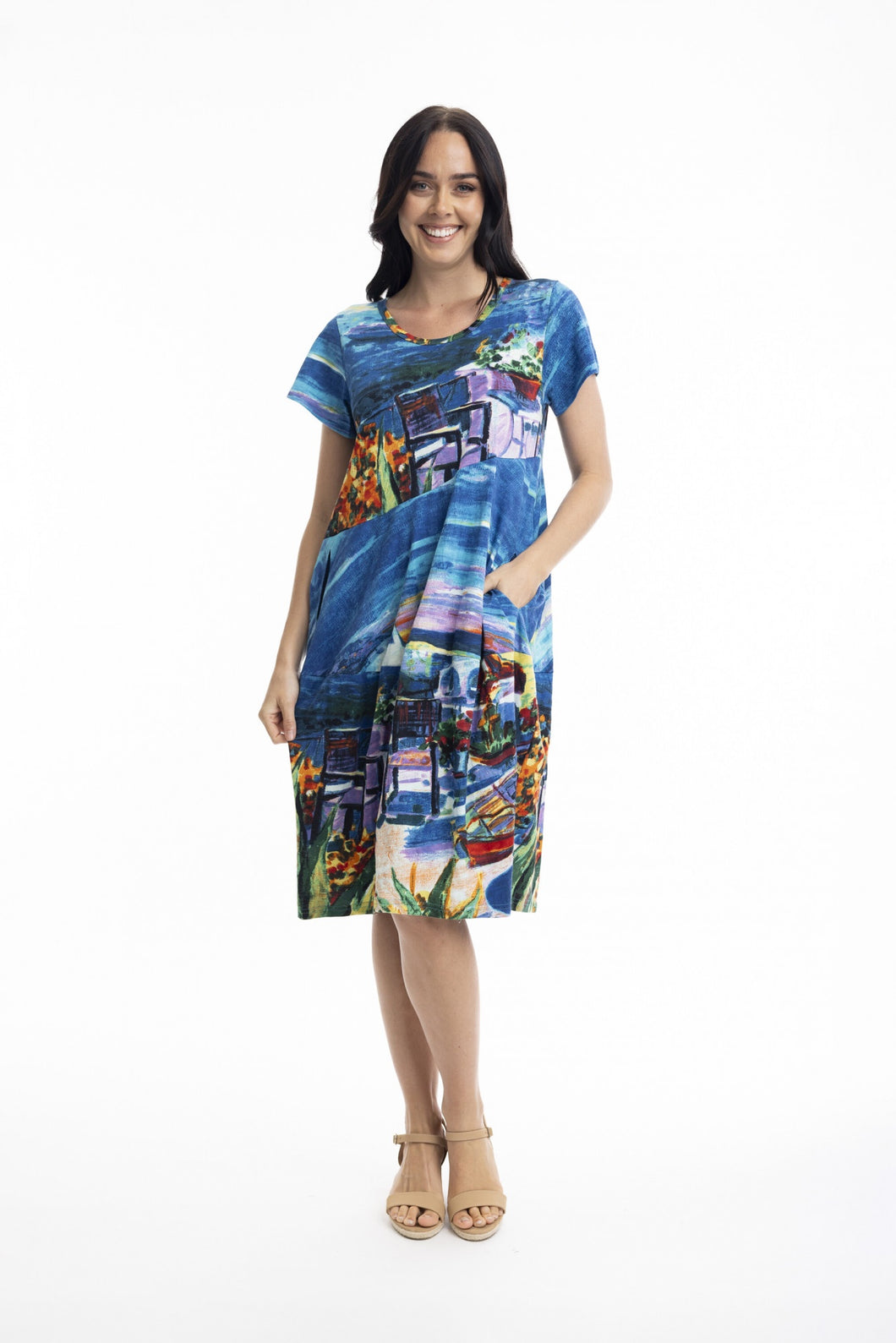 OT- 100% Cotton Printed Tiered Dress