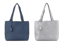 Load image into Gallery viewer, Reversible Woven Tote in Orion Blue/Silver
