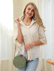 Rattan Round Crossbody