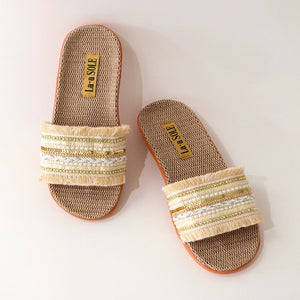 Cream Boho Slides