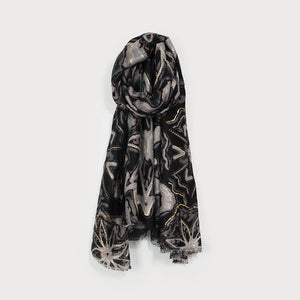 Light Weight Metallic Abstract Scarf