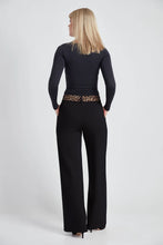 Load image into Gallery viewer, Black Ponte Tie Sash Wide-Leg Pant
