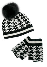 Load image into Gallery viewer, Black &amp; White Houndstooth Fingerless Gloves
