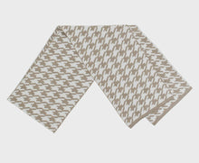 Load image into Gallery viewer, Knit Camel &amp; White Houndstooth Scarf
