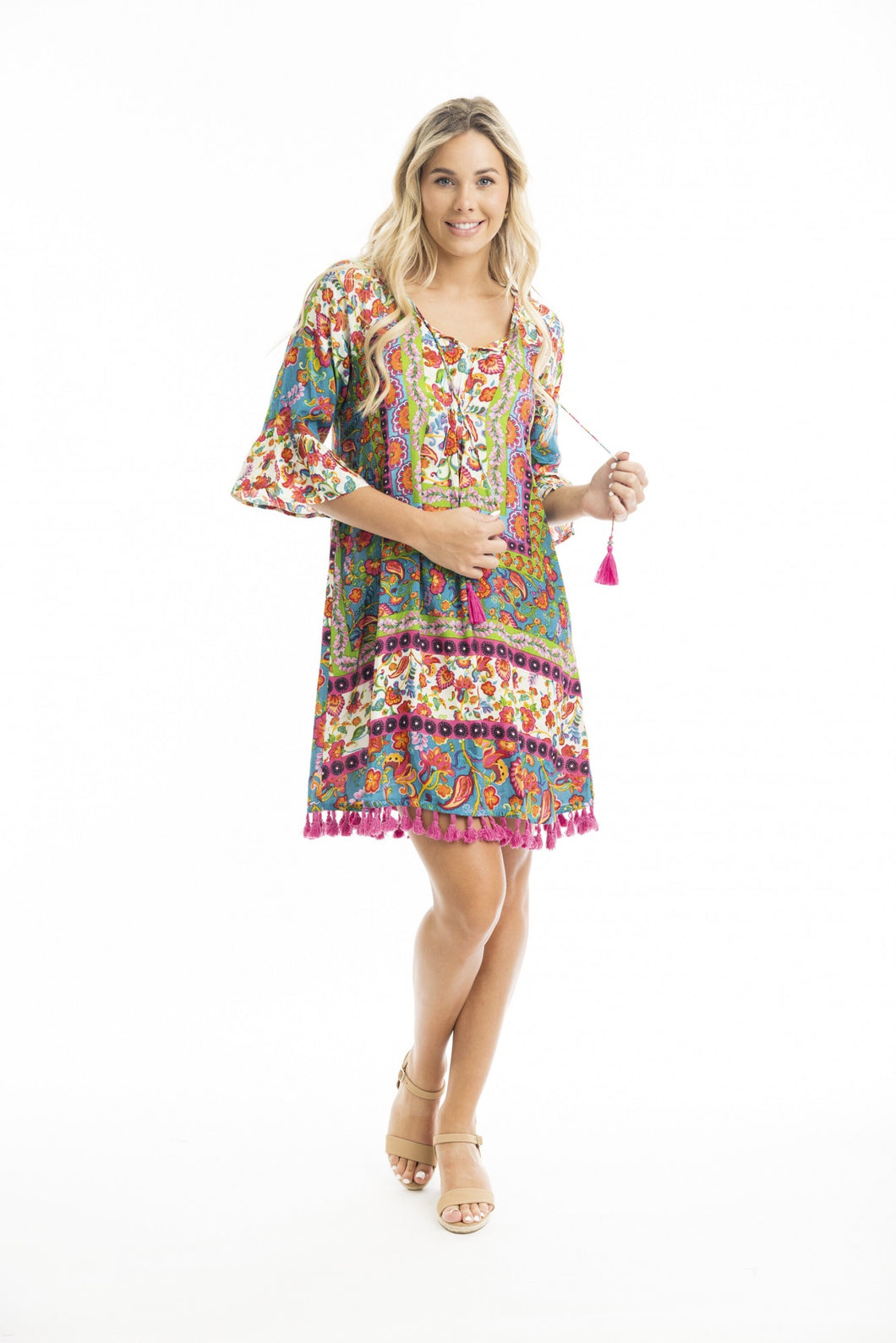 OT- Carvalho Printed Tassel Dress