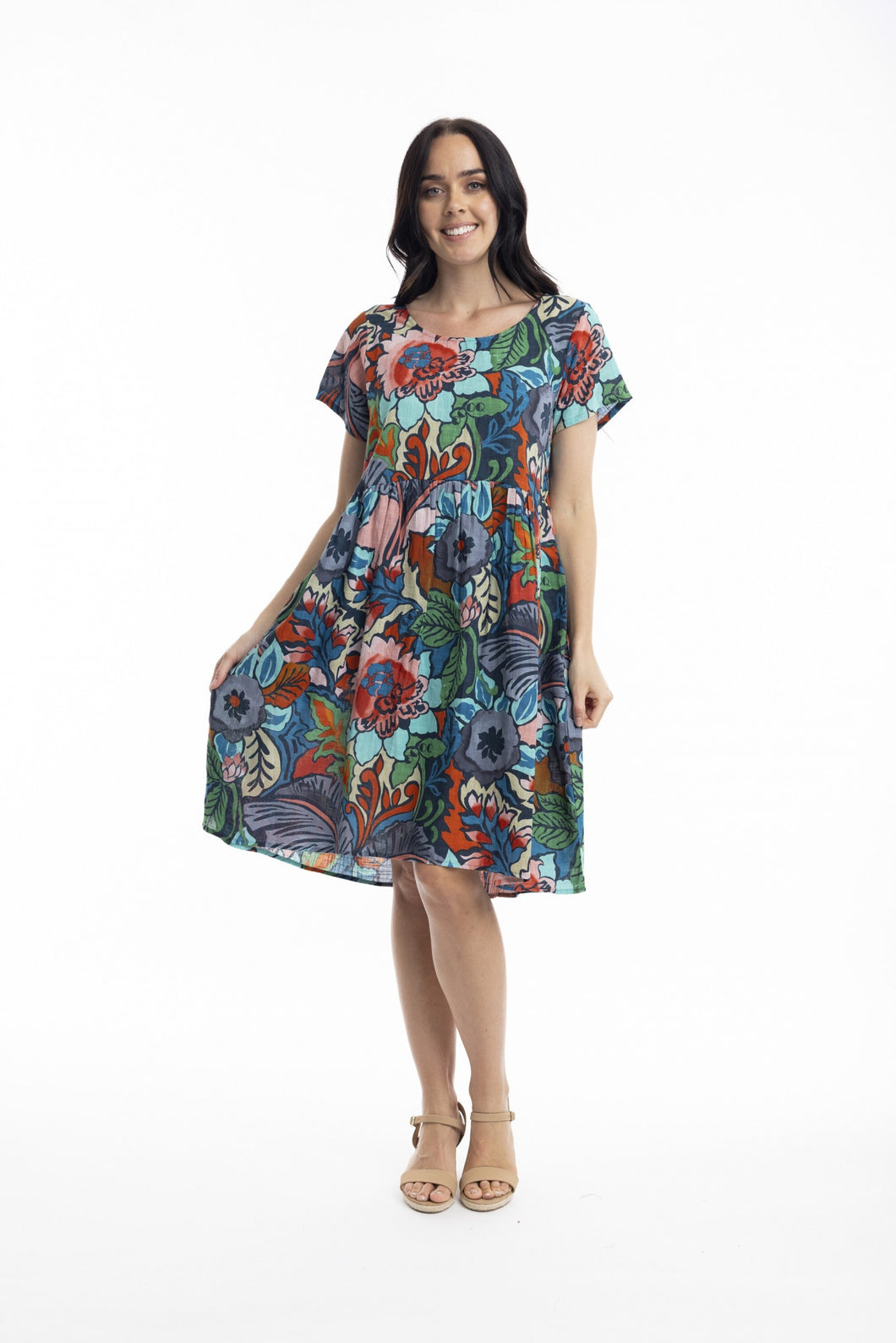 Cape Verde Ruched Waist Printed Dress