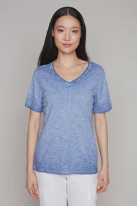 Denim Blue Cotton Slub T-Shirt