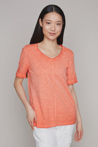 Orange Cotton Slub T-Shirt