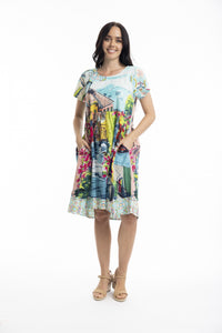 Bellagio Ruched Waist Printed Dress