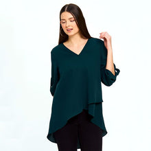 Load image into Gallery viewer, Layered Effect Asymmetric Top in Hunter Green
