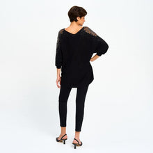 Load image into Gallery viewer, Black Sweater With Embellished Sleeve
