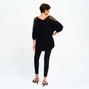 Black Sweater With Embellished Sleeve