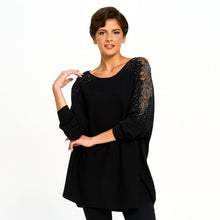 Load image into Gallery viewer, Black Sweater With Embellished Sleeve
