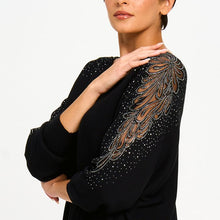 Load image into Gallery viewer, Black Sweater With Embellished Sleeve
