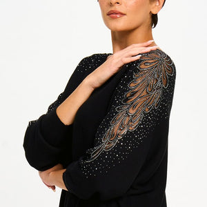 Black Sweater With Embellished Sleeve