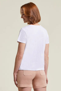 White Short Sleeve Knot Front Top