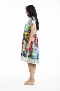 Bellagio Ruched Waist Printed Dress