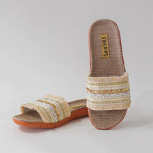 Load image into Gallery viewer, Cream Boho Slides
